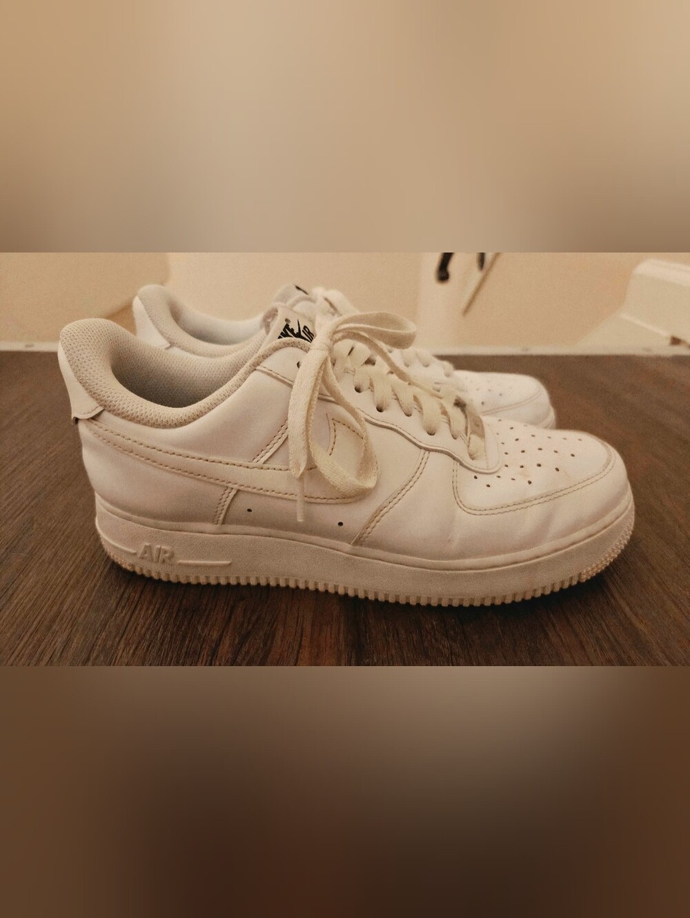Nike White Air Force 1 Sneakers with Swoosh